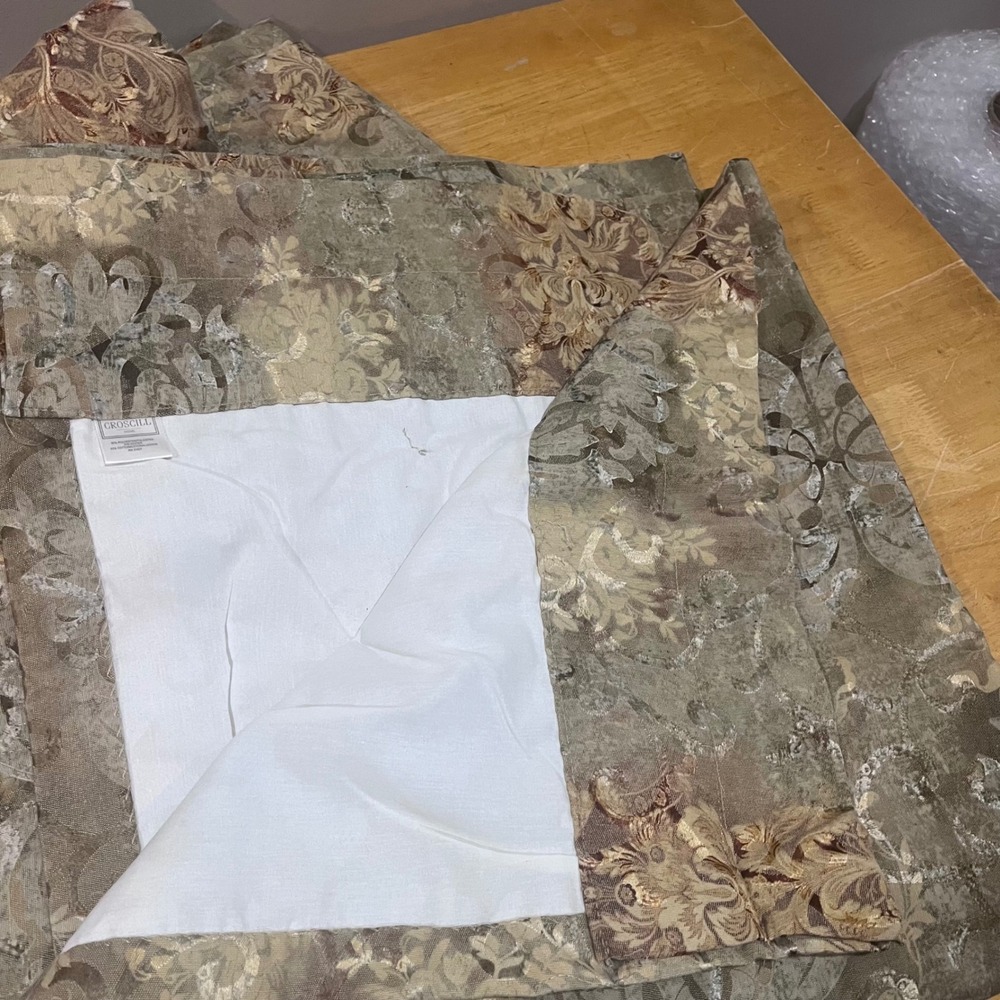 Croscill Home Damask Floral Curtains 2 Panels 40x84 Vtg Regency Sage Gold Green - Picture 5 of 7